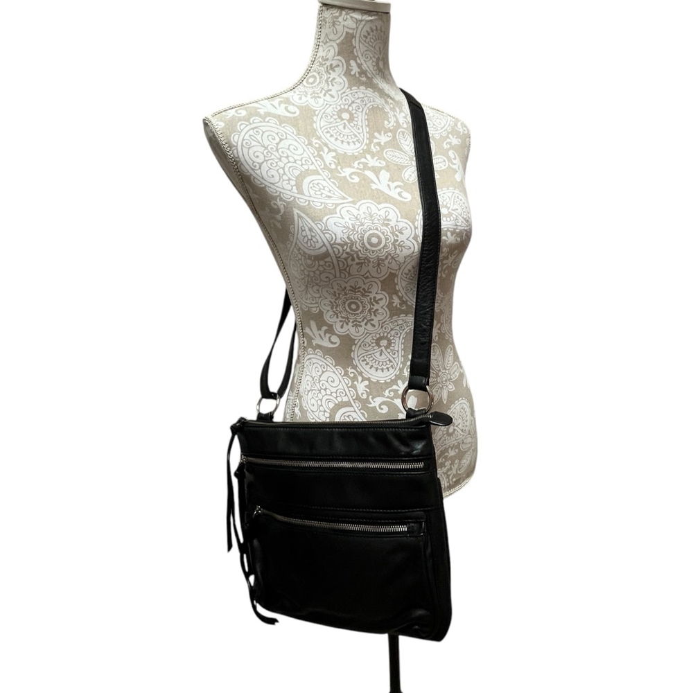 ili New York Black Genuine Leather RFID Crossbody Travel Everyday Purse - Picture 4 of 16
